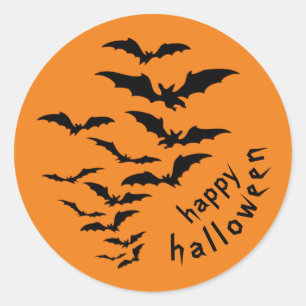 Beängstigende Schwarze Fledermäuse Happy Halloween Runder Aufkleber