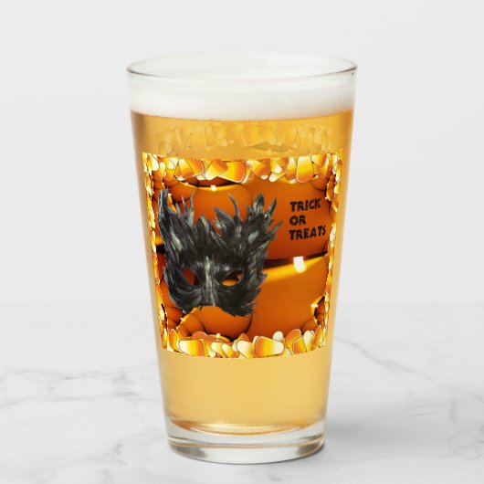 Beängstigende Schwarze Halloween-Maske Glas (Vorne (Gefüllt))