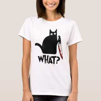 Beängstigende schwarze Katze sagt, was Meme bedeut T-Shirt