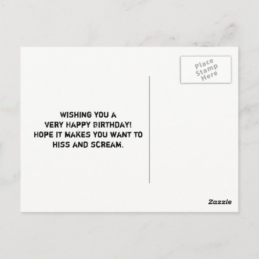 Beängstigende Schwarze Katze und Schädel Halloween Postkarte (Rückseite)