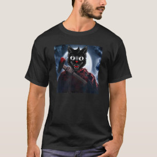 Beängstigende Schwarze Katze Vollmond Katzen Hallo T-Shirt