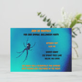 Beängstigende Schwarze Spinne aus Blau und Schwarz Einladung (Stehend Vorderseite)