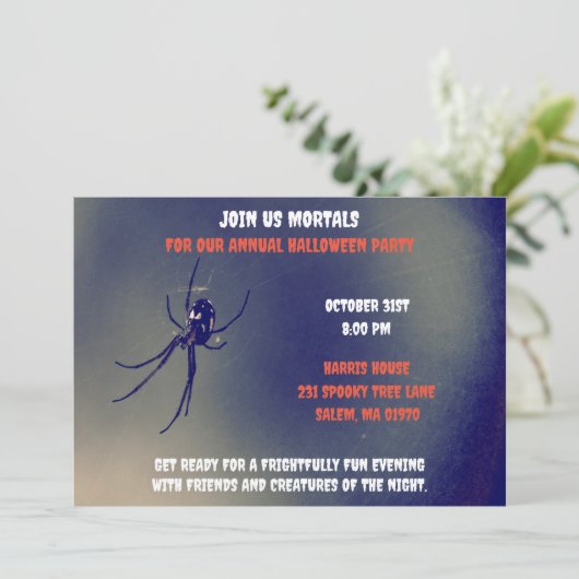 Beängstigende Schwarzweißspinne Einladung (Stehend Vorderseite)
