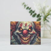 Beängstigende Sideshow Circus Clown Illustration Postkarte (Stehend Vorderseite)