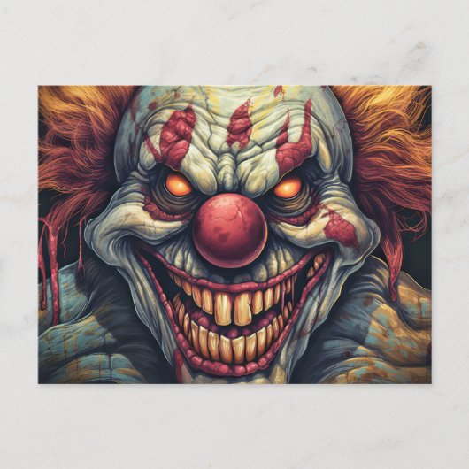 Beängstigende Sideshow Circus Clown Illustration Postkarte (Vorderseite)