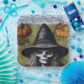 Beängstigende Skeleton Hexe für ein gruseliges Hal Pappteller (Party)