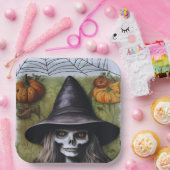 Beängstigende Skeleton Hexe für ein gruseliges Hal Pappteller (Party)