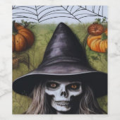 Beängstigende Skeleton Hexe für ein gruseliges Hal Weinetikett (Einzelnes Label)