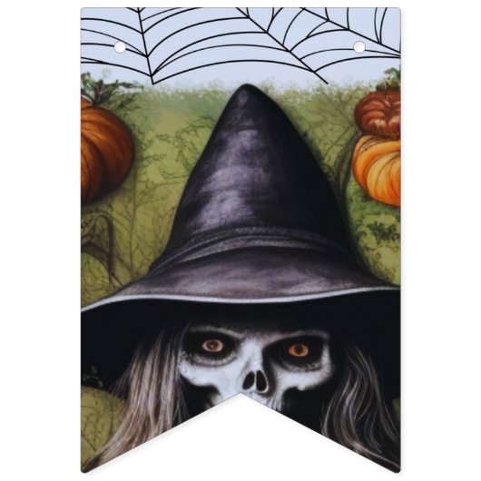 Beängstigende Skeleton Hexe für ein gruseliges Hal Wimpelkette (Dritte Fahne)