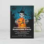 Beängstigende Skeletton- und KürbisHalloween-Einla (Stehend Vorderseite)