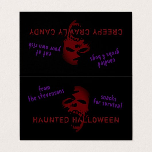 Beängstigende Skull-Karte für den Trick oder die G Visitenkarten (Außenseite Aufgefaltet)