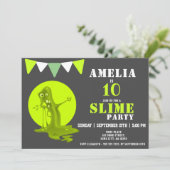 Beängstigende Slime Monster Green Slide Geburtstag Einladung (Stehend Vorderseite)