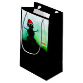 Beängstigende Snowman-Geschenktasche Kleine Geschenktüte (Rückseite Schrägansicht)