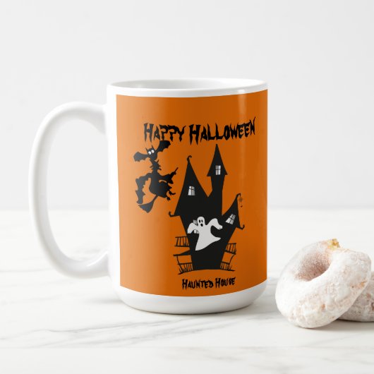 Beängstigende Spuk House Halloween-Tasse Kaffeetasse (Mit Donut)