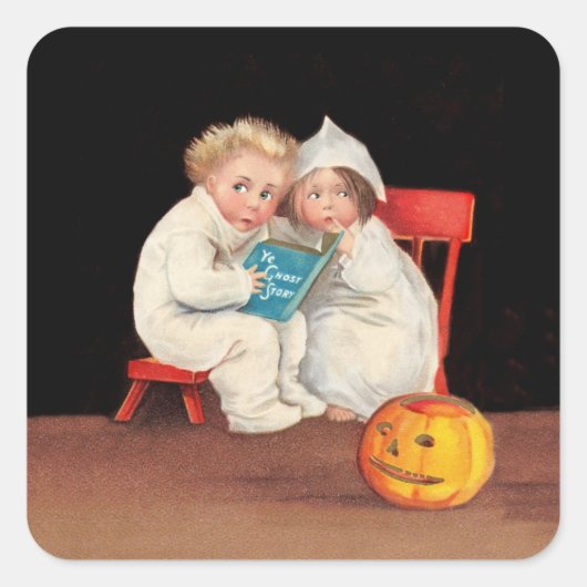 Beängstigende Story lesen Quadratischer Aufkleber (Vorderseite)