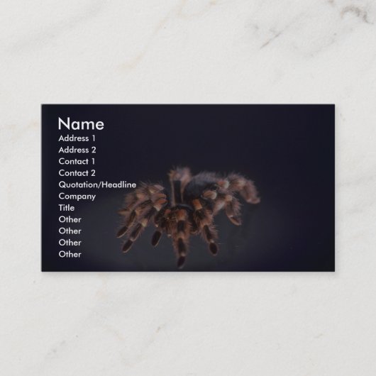 Beängstigende Tarantulaspinne Visitenkarte (Vorderseite)