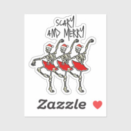 Beängstigende und fröhliche Weihnachtskelett-Balle Aufkleber