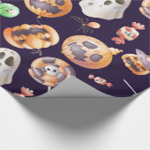 Beängstigende und süße Halloween-Kürbis Geschenkpapier (Ecke)
