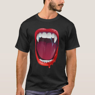 Beängstigende Vampirfangs Lippen Zähne Blutdrakula T-Shirt