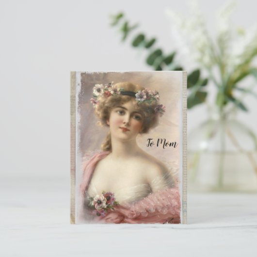 Beängstigende Viktorianische Frau mit Blume auf Wa Postkarte (Stehend Vorderseite)