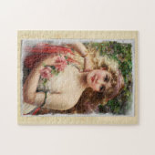 Beängstigende Viktorianische Frau mit rosa Rosen Puzzle (Horizontal)