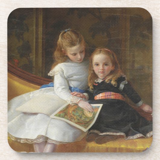 Beängstigende Viktorianischen zwei junge Mädchen Getränkeuntersetzer (Vorderseite)