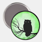 Beängstigende Vintage Eule mit saurem grünen Wasse Magnet (Vorderseite/Rückseite)