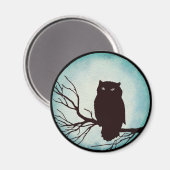 Beängstigende Vintage Eule mit spokoblauem Wasserf Magnet (Vorderseite/Rückseite)