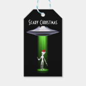 Beängstigende Weihnachtsfeier Alien White Green Be Geschenkanhänger (Vorderseite)