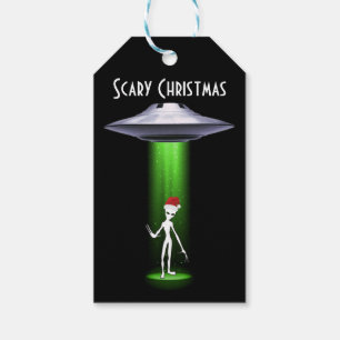 Beängstigende Weihnachtsfeier Alien White Green Be Geschenkanhänger