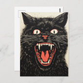 Beängstigende, wütende schwarze Katze Retro Postkarte (Vorne/Hinten)