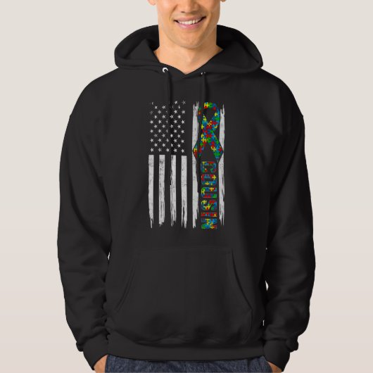 Beängstigender amerikanischer Flag Autism Cousin F Hoodie (Vorderseite)