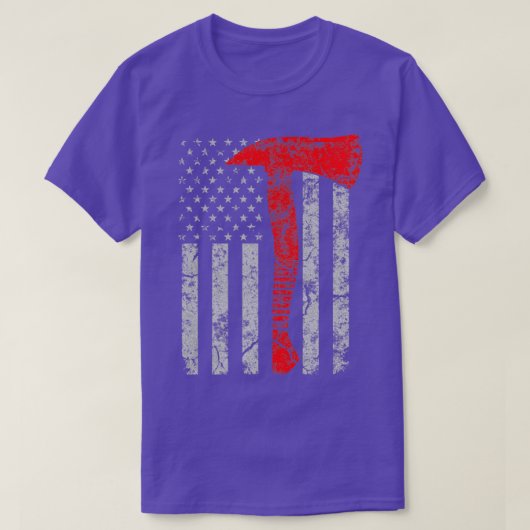 Beängstigender amerikanischer Patriot Red Line Ax  T-Shirt (Design vorne)