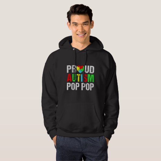 Beängstigender Autismus Pop Pop Herzfamilienanpass Hoodie (Vorne ganz)