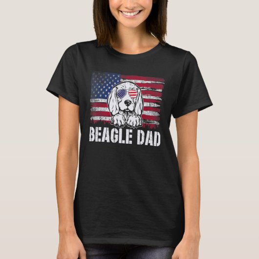 Beängstigender Beagle Vater der USA Flaggenvaterta T-Shirt (Vorderseite)