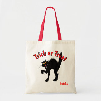 Beängstigender Black Cat Trick oder Treat Candy Tragetasche
