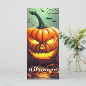 Beängstigender Blick Orange Pumpkin mit Gesichtsau (Stehend Vorderseite)