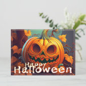 Beängstigender Blick Orange Pumpkin mit Gesichtsau (Stehend Vorderseite)