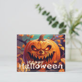 Beängstigender Blick Orange Pumpkin mit Gesichtsau (Stehend Vorderseite)