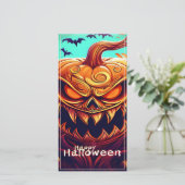 Beängstigender Blick Orange Pumpkin mit Gesichtsau (Stehend Vorderseite)