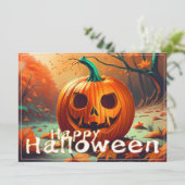 Beängstigender Blick Orange Pumpkin mit Gesichtsau (Stehend Vorderseite)