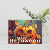 Beängstigender Blick Orange Pumpkin mit Gesichtsau (Stehend Vorderseite)