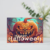 Beängstigender Blick Orange Pumpkin mit Gesichtsau (Stehend Vorderseite)