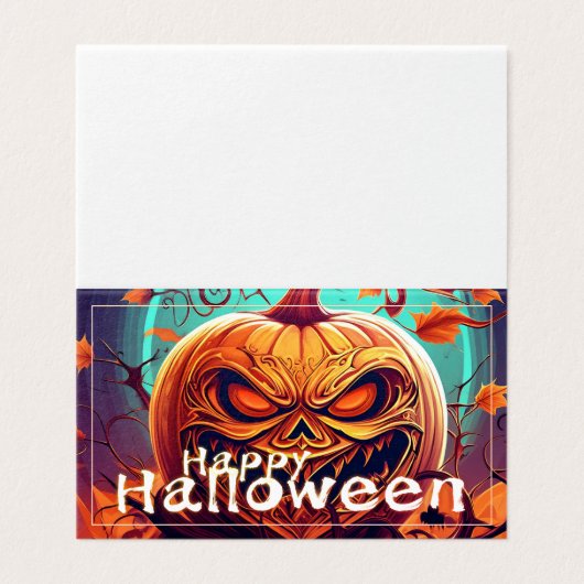 Beängstigender Blick Orange Pumpkin mit Gesichtsau (Außenseite Aufgefaltet)