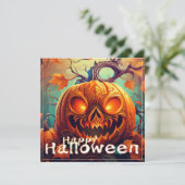 Beängstigender Blick Orange Pumpkin mit Gesichtsau (Stehend Vorderseite)
