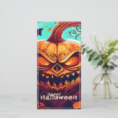 Beängstigender Blick Orange Pumpkin mit Gesichtsau (Stehend Vorderseite)