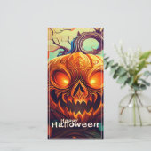Beängstigender Blick Orange Pumpkin mit Gesichtsau (Stehend Vorderseite)