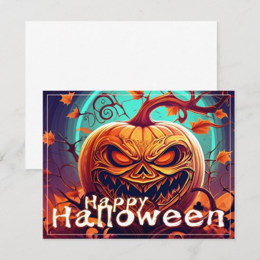 Beängstigender Blick Orange Pumpkin mit Gesichtsau (Vorne/Hinten)