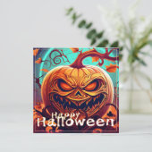 Beängstigender Blick Orange Pumpkin mit Gesichtsau (Stehend Vorderseite)