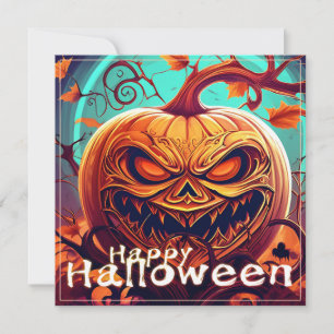 Beängstigender Blick Orange Pumpkin mit Gesichtsau